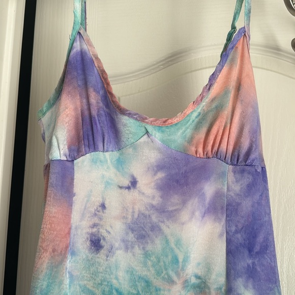 Urban Renewal- Remnants Washed Satin Tie-Dye Slip Dress- M - Picture 2 of 5